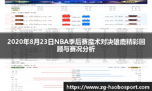 2020年8月23日NBA季后赛魔术对决雄鹿精彩回顾与赛况分析
